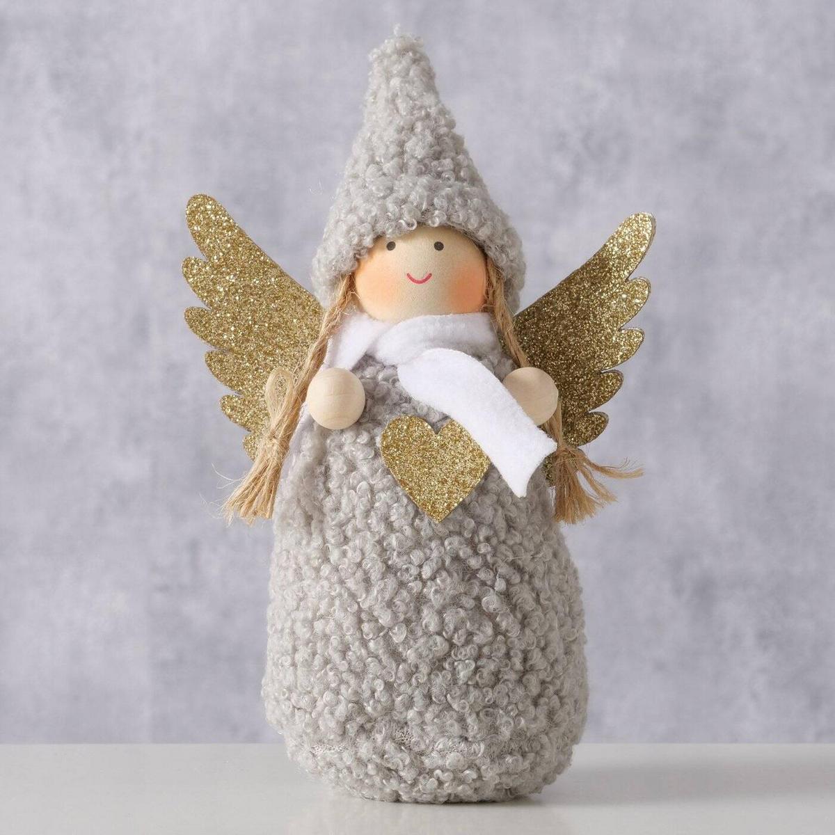 WEIHNACHTSFIGUR Amia 16 cm - Grau, Textil (6/16/9.5cm) - Boltze Home