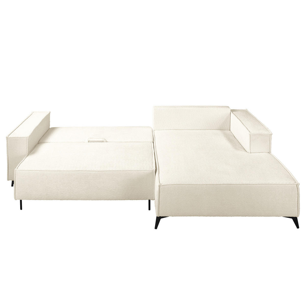 ECKSOFA mit Schlaffunktion - Schwarz/Weiß, Textil (294/185cm) - home24