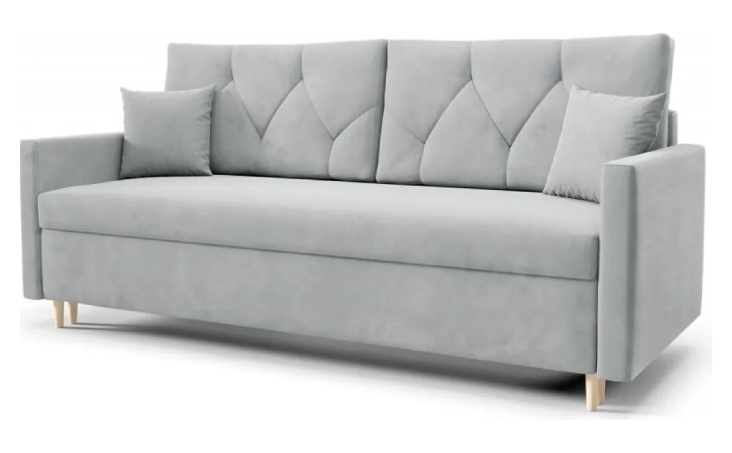 SCHLAFSOFA ARO, Sofa mit Schlaffunktion und Bettkasten, Veloursstoff, Frabe: Hellgrau - Hellgrau, Textil (217/100/87cm) - Sepro Meble