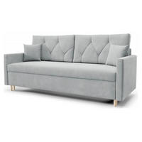SCHLAFSOFA ARO, Sofa mit Schlaffunktion und Bettkasten, Veloursstoff, Frabe: Hellgrau - Hellgrau, Textil (217/100/87cm) - Sepro Meble