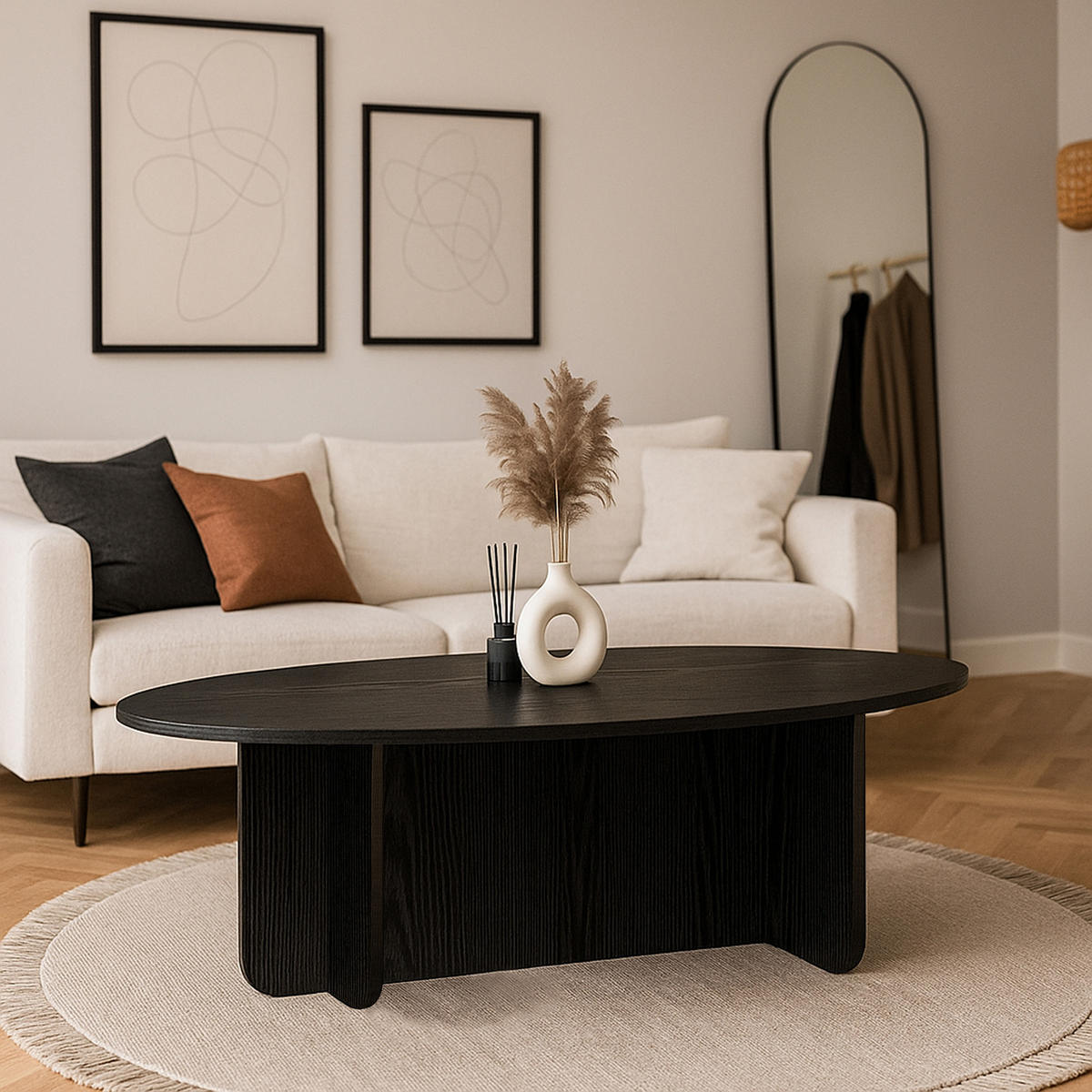 COUCHTISCH Luminous Schwarz Holzoptik 120x60 cm - Schwarz, Holzwerkstoff (60/120/40cm) - moebel17