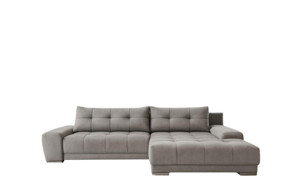 ECKSOFA WAVE Mit Schlaffunktion, Stoff SORO, Grau Rechts - Grau, Holz (281/105cm) - Kaiser Möbel