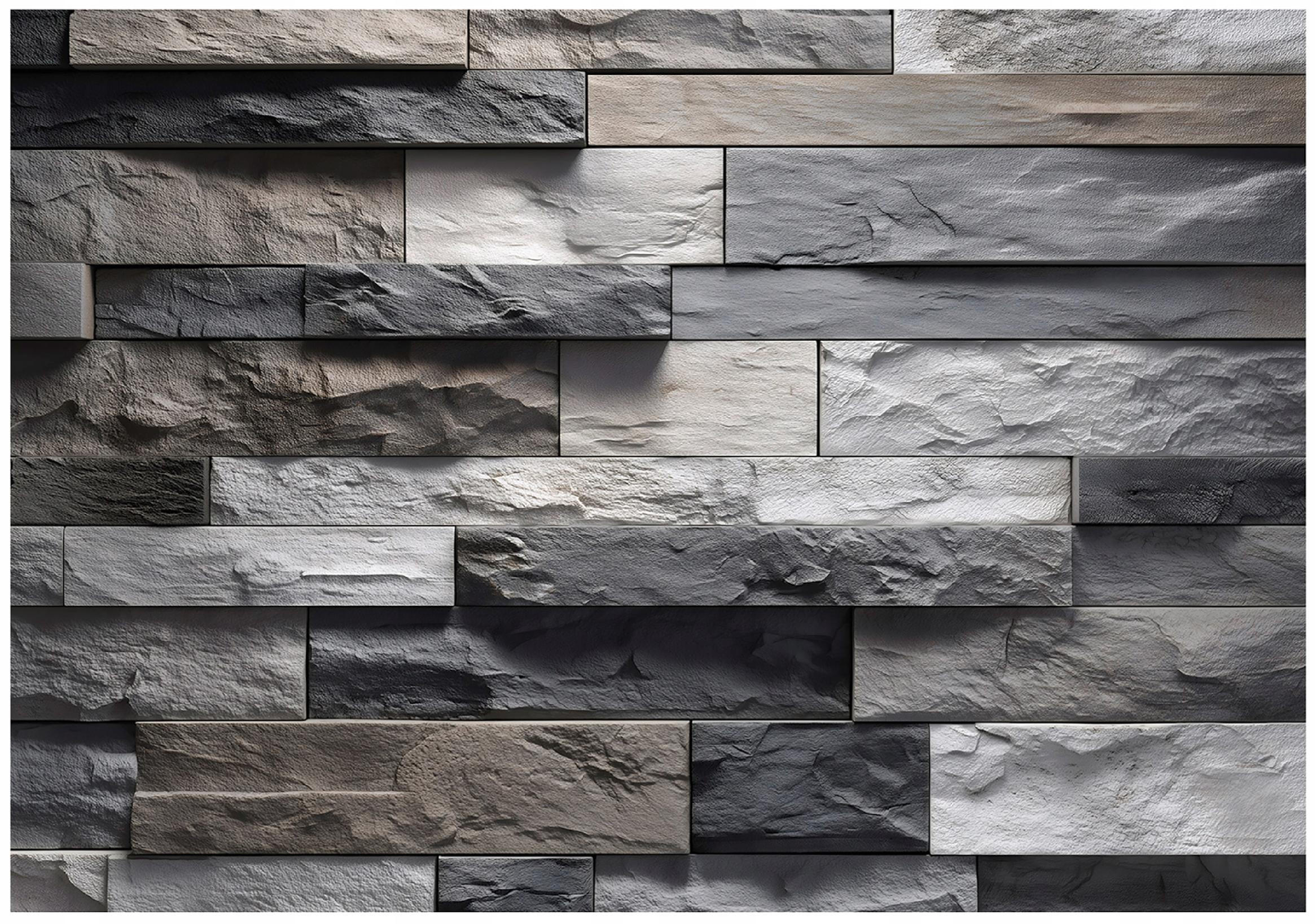 FOTOTAPETE Ziegel Stein Grau 200x140 cm - Multicolor, Papier (200/140cm) - Wallarena