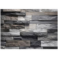 FOTOTAPETE Ziegel Stein Grau 200x140 cm - Multicolor, Papier (200/140cm) - Wallarena