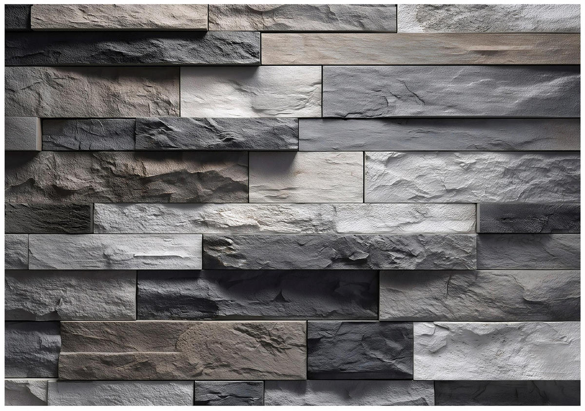 FOTOTAPETE Ziegel Stein Grau 200x140 cm - Multicolor, Papier (200/140cm) - Wallarena