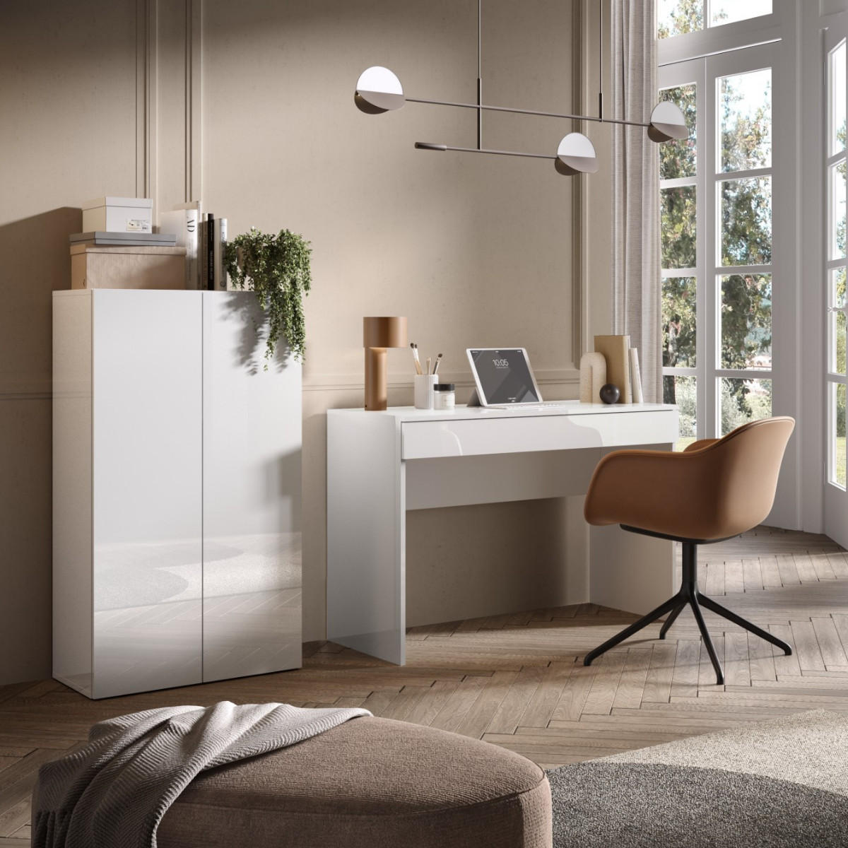 SCHREIBTISCH mit 1 großen Schublade weiß 110/50/76 cm - Weiß, Holzwerkstoff (56.2/50/76cm) - Calicosy