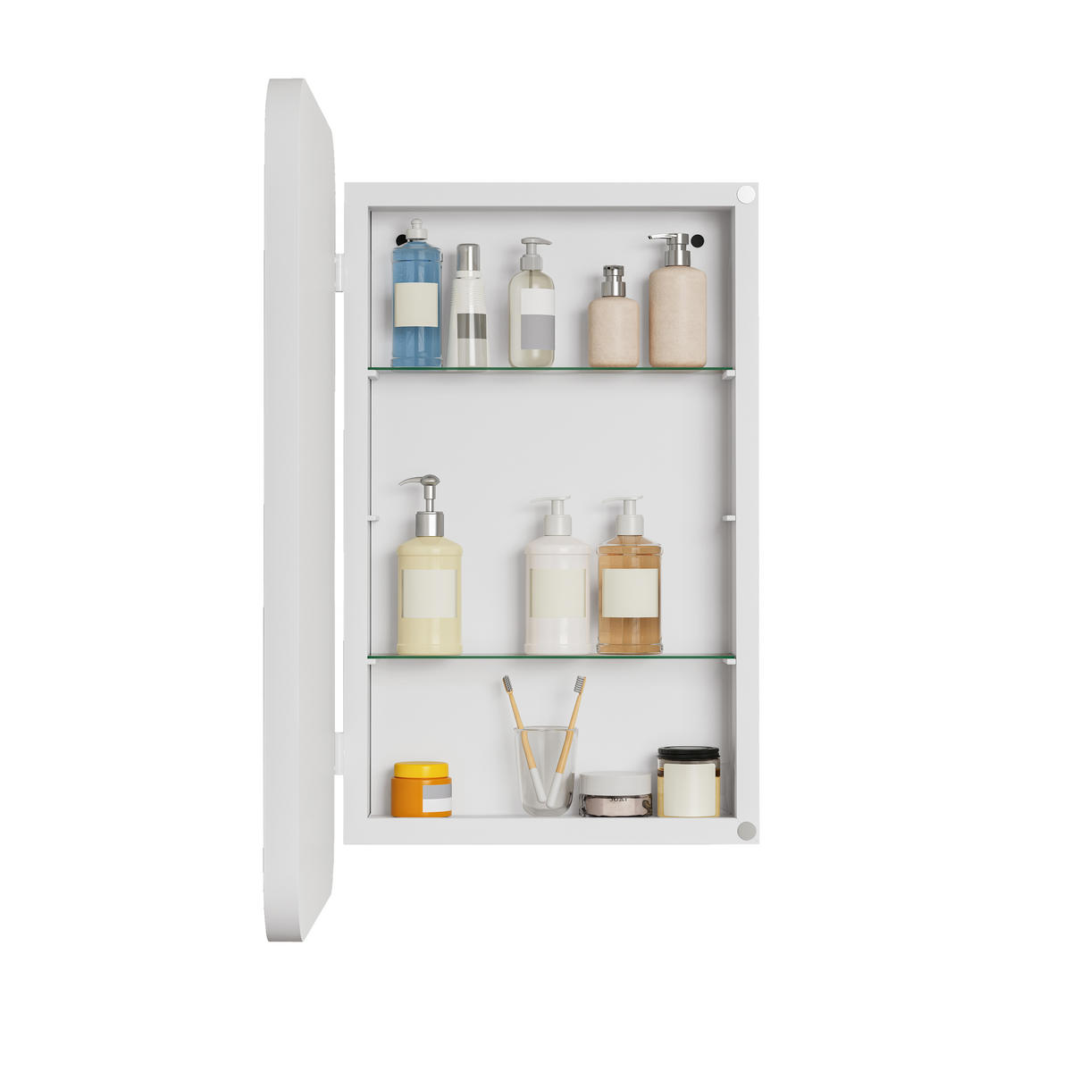 SPIEGELSCHRANK 76x51x12cm Weiß mit Aufbewahrung - Wandspiegel für Badezimmer - Weiß, Glas (76/12/51cm) - Modfu