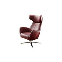 DREHSESSEL MIT WIPPFUNKTION RANDY Rot Leder - Silberfarben/Rot, Leder (79/117/96cm) - KAWOLA