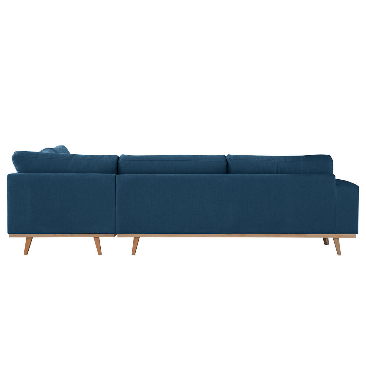 ECKSOFA mit Ottomane - Blau/Buchefarben, Buchenholz/Textil (287/219cm) - home24