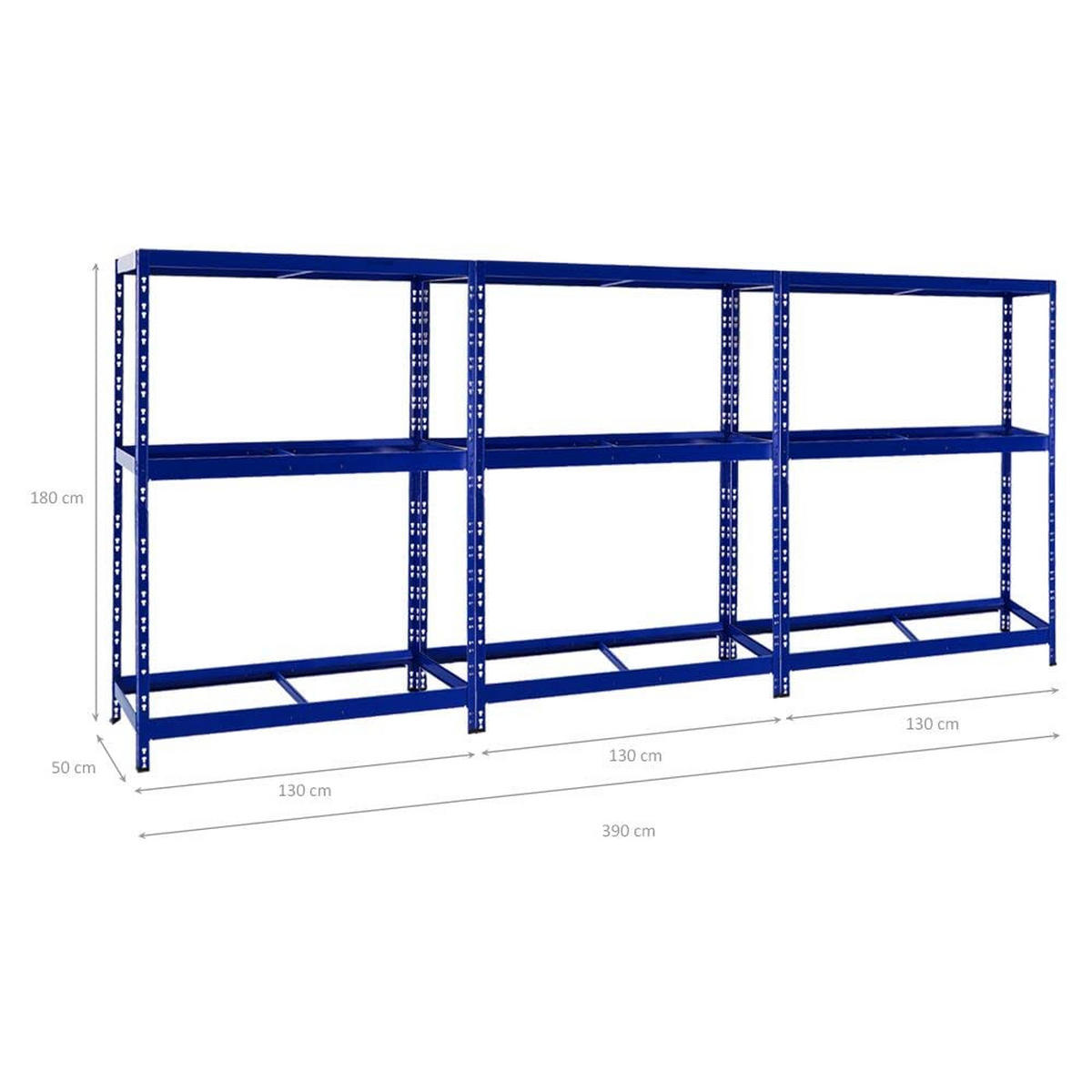 REIFENREGAL Tiger 3er-Set mit 3x 180x130x50 cm bis zu 36 Reifen mit Fachboden Blau - Blau, Metall (390/180/50cm) - PROREGAL