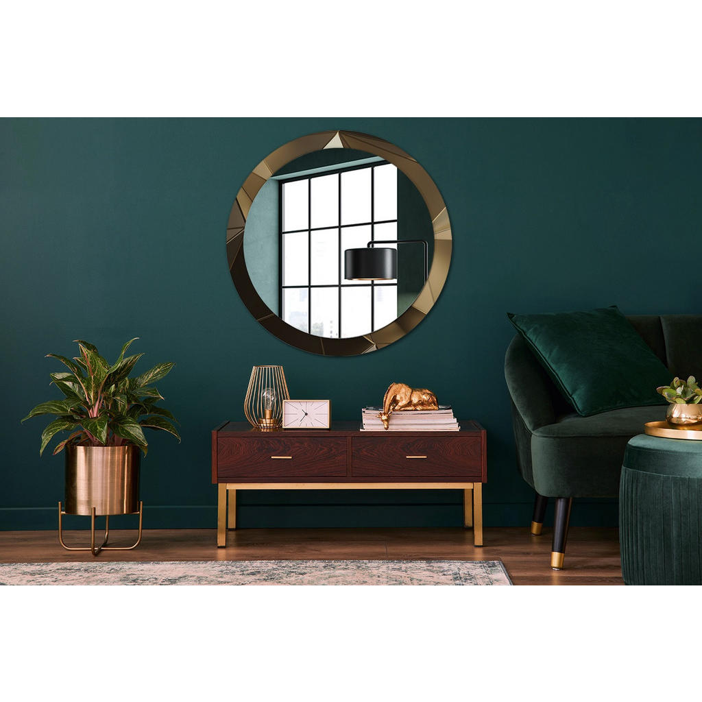 Thumbnail - Tulup Spiegel, Beige, Glas, Rund, 90x90x0.4 cm, Spiegel, Wandspiegel