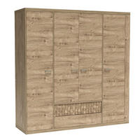 KLEIDERSCHRANK BALESTRAND N3 Kleiderständer Eiche - Eichefarben/Silberfarben, Glas/Holzwerkstoff (196/201/58cm) - Komodee