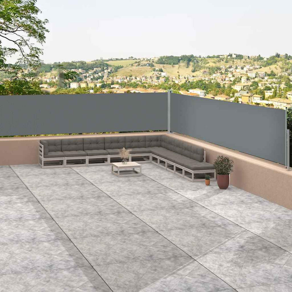 SEITENMARKISE Ausziehbar Anthrazit 117x1200 cm - Anthrazit, Textil (1200/117/1200cm) - furnicato