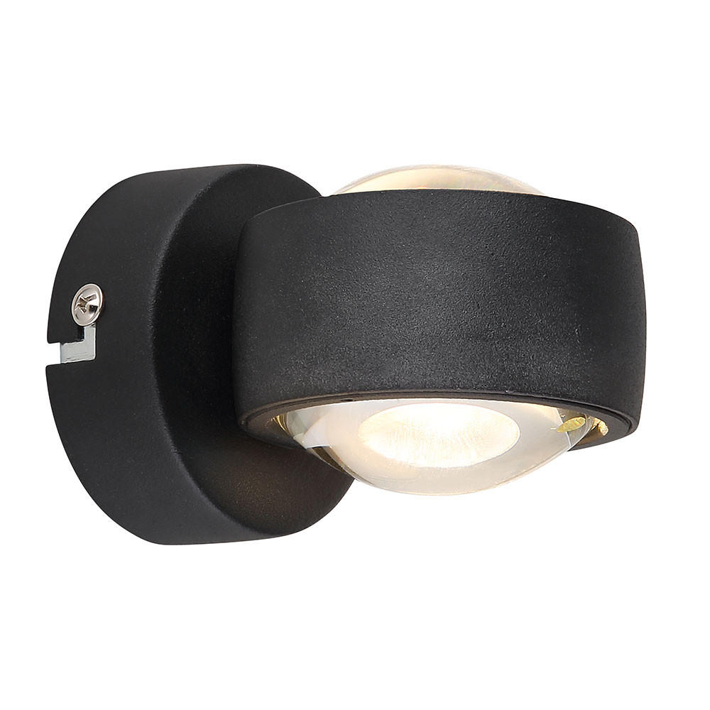 LED WANDLEUCHTE RANDI, Metall schwarz matt, Up & Down - Schwarz, Glas (7.5/7/10cm) - Globo Lighting