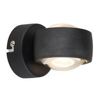 LED WANDLEUCHTE RANDI, Metall schwarz matt, Up & Down - Schwarz, Glas (7.5/7/10cm) - Globo Lighting