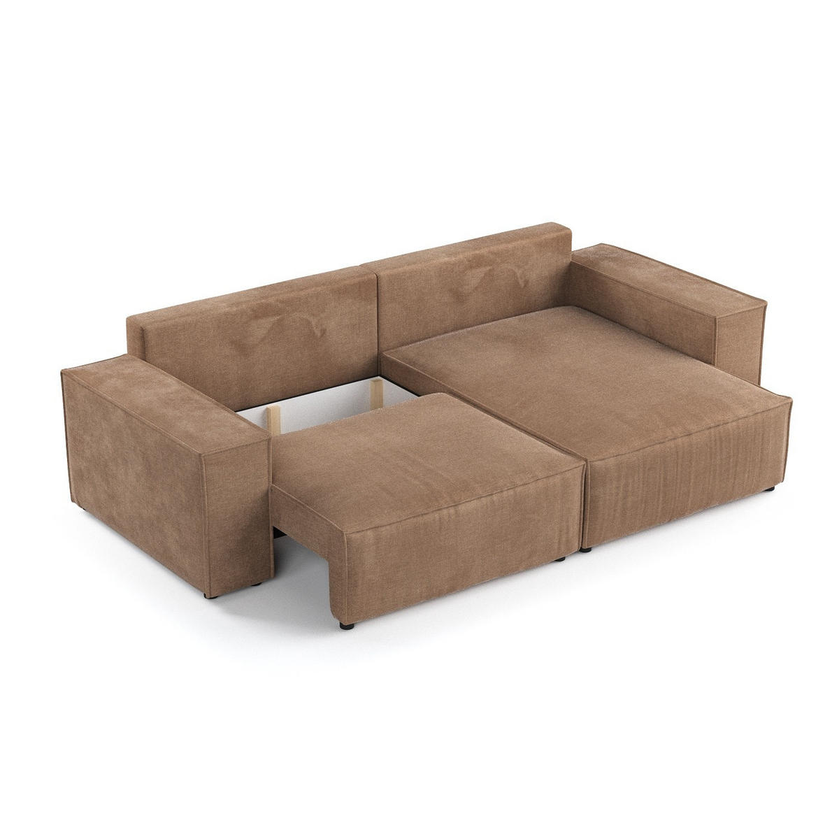 ECKSOFA SENSO mit Schlaffunktion Braun im Wind Stoff - Schwarz/Braun, Holz/Holzwerkstoff (255/148cm) - AltaBeds