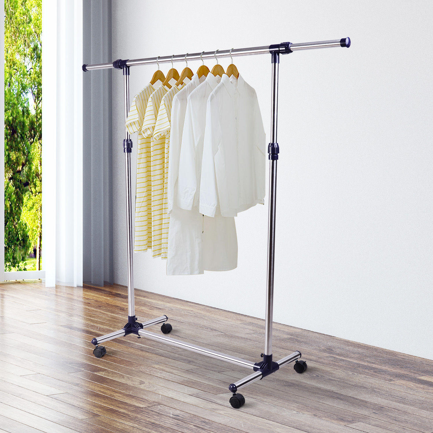 Thumbnail - Homcom Garderobenständer, Silber, Metall, 45x95x86 cm, Garderobe, Garderobenständer