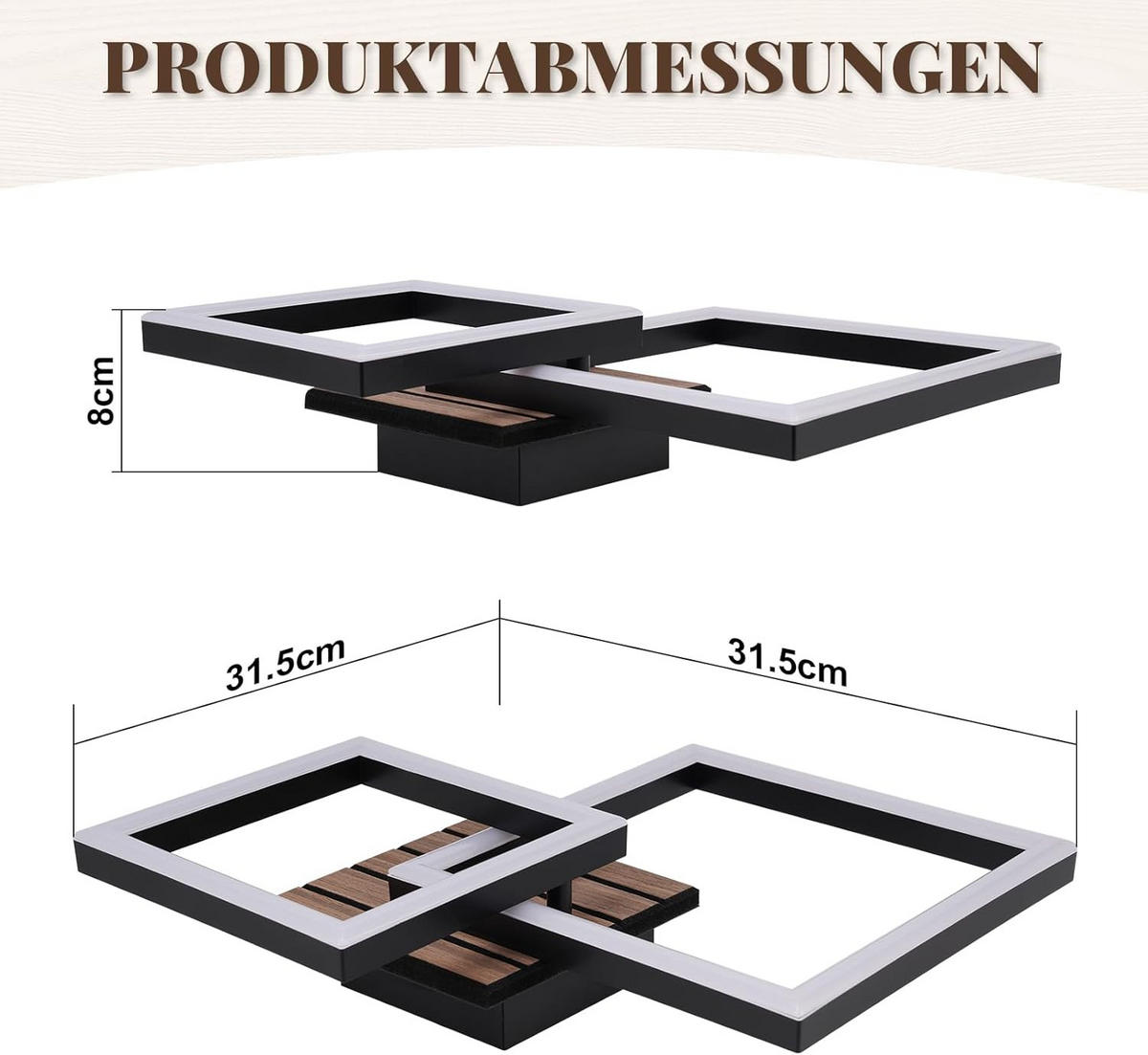 LED-DECKENLEUCHTE 31.5/31.5/7.5cm - Schwarz, Metall (31.5/31.5/7.5cm) - Nettlife