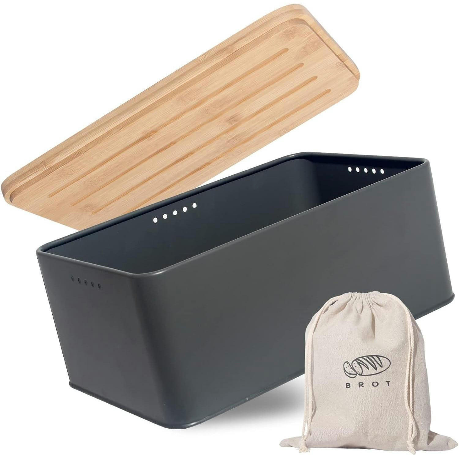 BROTKASTEN mit Schneidebrett 33 cm Grau - Multicolor, Naturmaterialien (21/15/33cm)