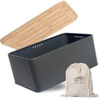 BROTKASTEN mit Schneidebrett 33 cm Grau - Multicolor, Naturmaterialien (21/15/33cm)