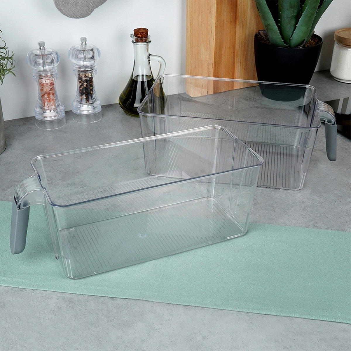 KÜHLSCHRANK-ORGANIZER mit Griff 30 x 13 x 11,5 cm - Transparent, Kunststoff (30/11.5/13cm) - Excellent Houseware