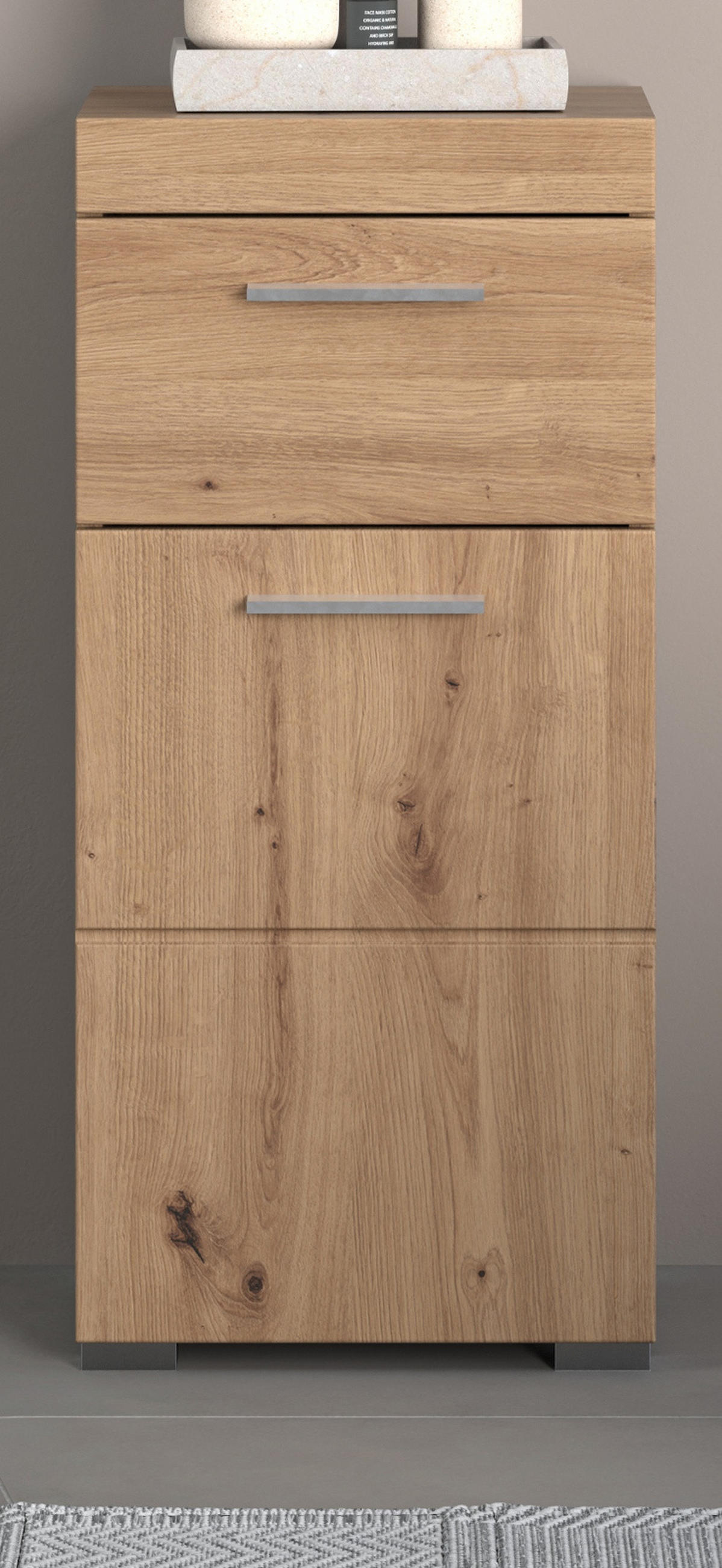 BADSCHRANK Asteiche 37 x 79 cm, Badezimmer Unterschrank in modernem Stil - Eichefarben, Holzwerkstoff/Kunststoff (37/79/31cm) - Top.Furn