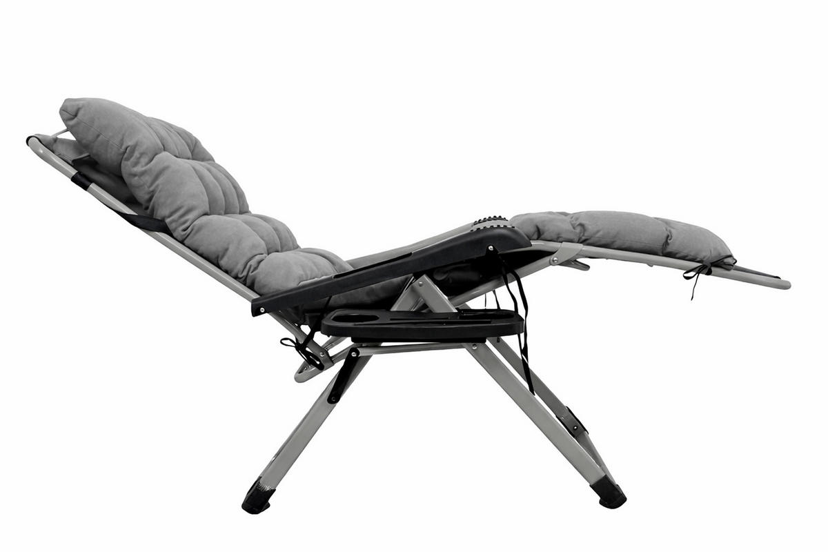 LIEGESTUHL mit extra dicker Auflage, Hellgrau - Hellgrau/Schwarz, Metall (73/110/81cm) - QUICK STAR