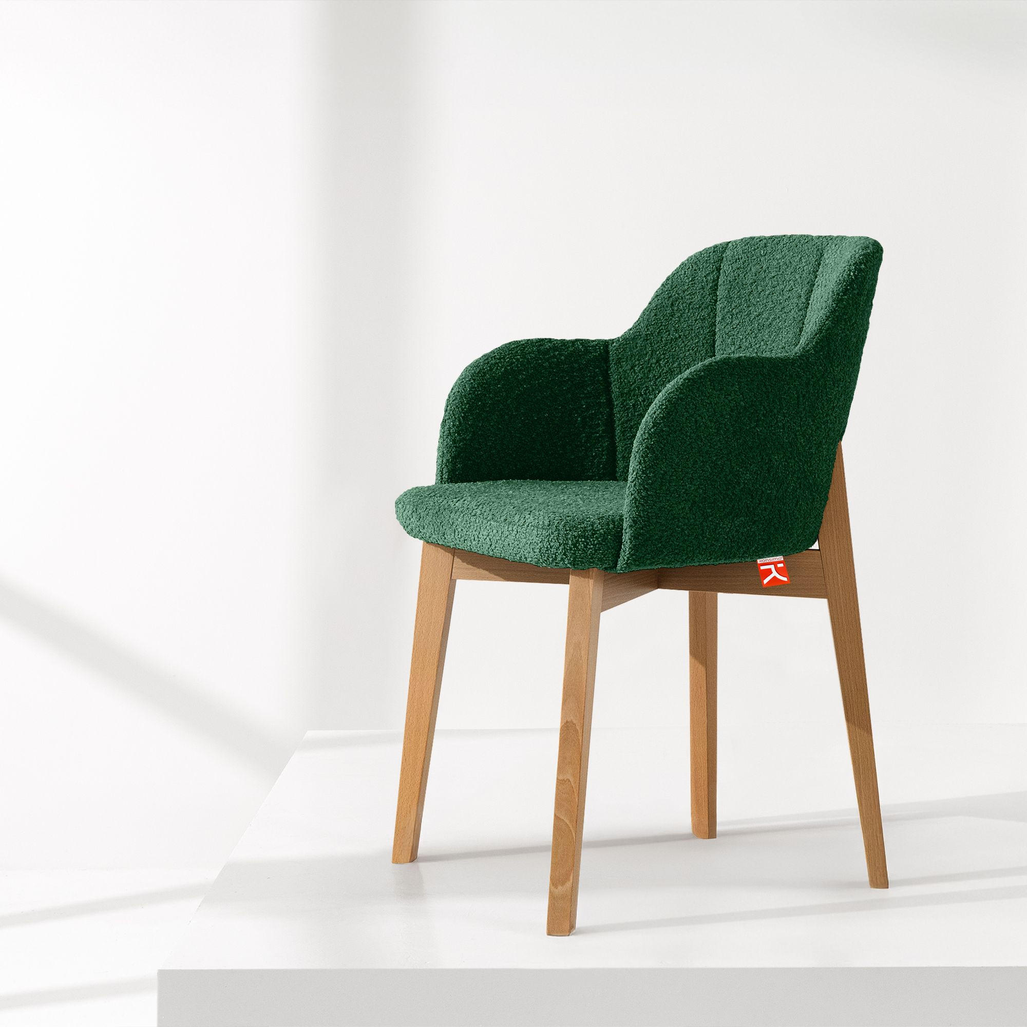 POLSTERSTUHL LONIS Esszimmerstühle 2er Set - Dunkelgrün/Eichefarben, Holz/Textil (55/82/54cm) - KONSIMO®