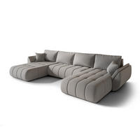 WOHNLANDSCHAFT Misato In Wind - Hellgrau, Holzwerkstoff/Textil (384/85/175cm) - Fun Möbel