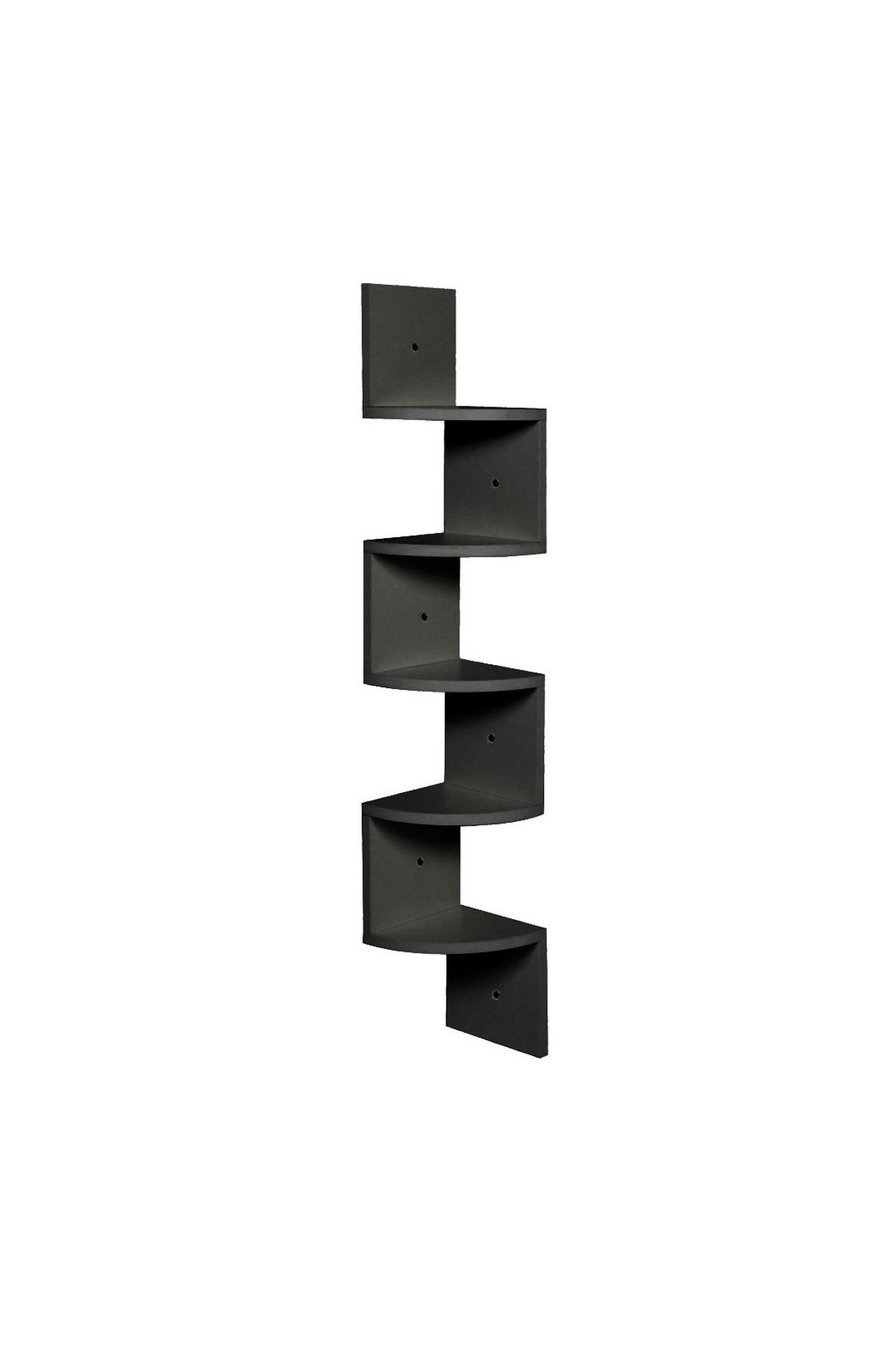 WANDREGAL 5-Stufig aus Holz in Schwarz Wandmontage Platzsparend Praktisch Modernes Design 19,8 x 19,8 x 125 cm - Schwarz, Holzwerkstoff (19.5/122/19.5cm) - Livingandhome