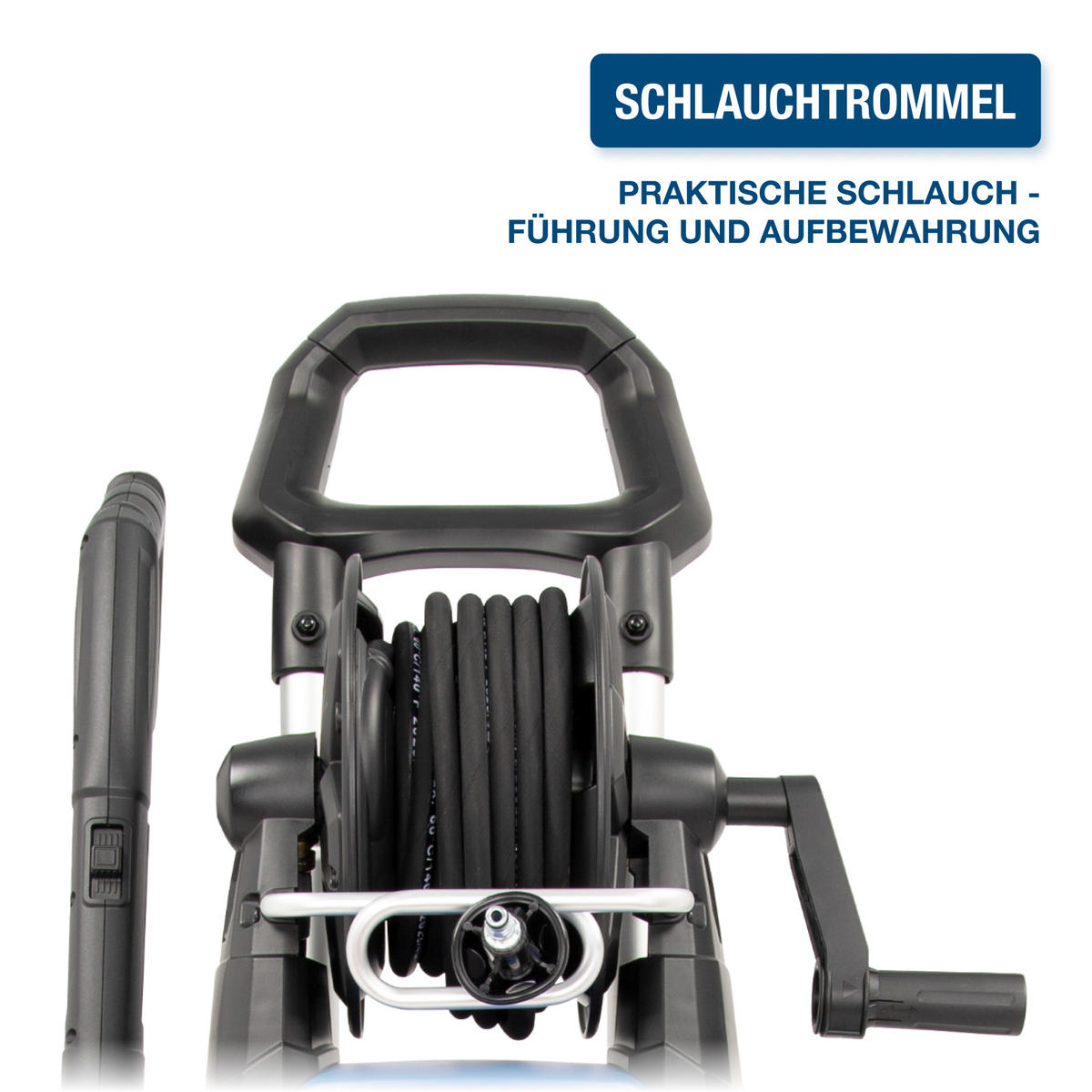 ELEKTRO-HOCHDRUCKREINIGER HPW2000CE (2000W, 160bar, 450 l/h, Schlauchtrommel, Blau) - Blau, Kunststoff (32/93/36cm) - HYUNDAI