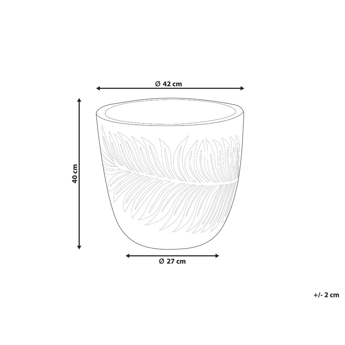 BLUMENTOPF grau rund 42/42/40 cm Ftero - Grau, Naturmaterialien (40cm) - Beliani