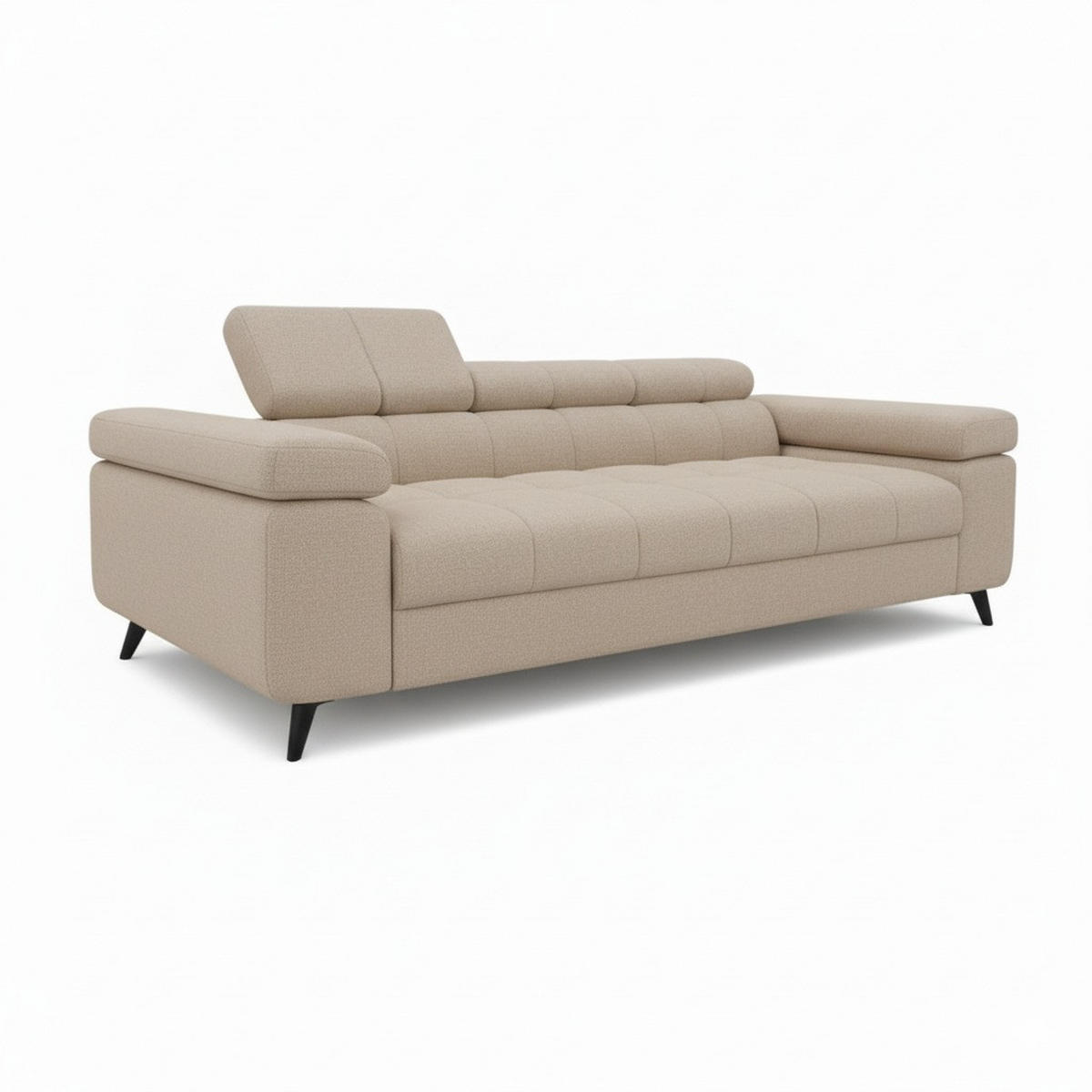 SCHLAFSOFA FJORD, 2-sitzer, verstellbarer Kopfstütze, beige - Beige, Textil (260/90/97cm) - KS Home Concept