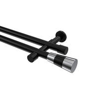 GARDINENSTANGEN-SET Prestige Tanara 200 cm, 2-läufig (ohne Ringe), 20 mm Ø Schwarz - Chromfarben/Schwarz, Metall (200cm) - INTERDECO
