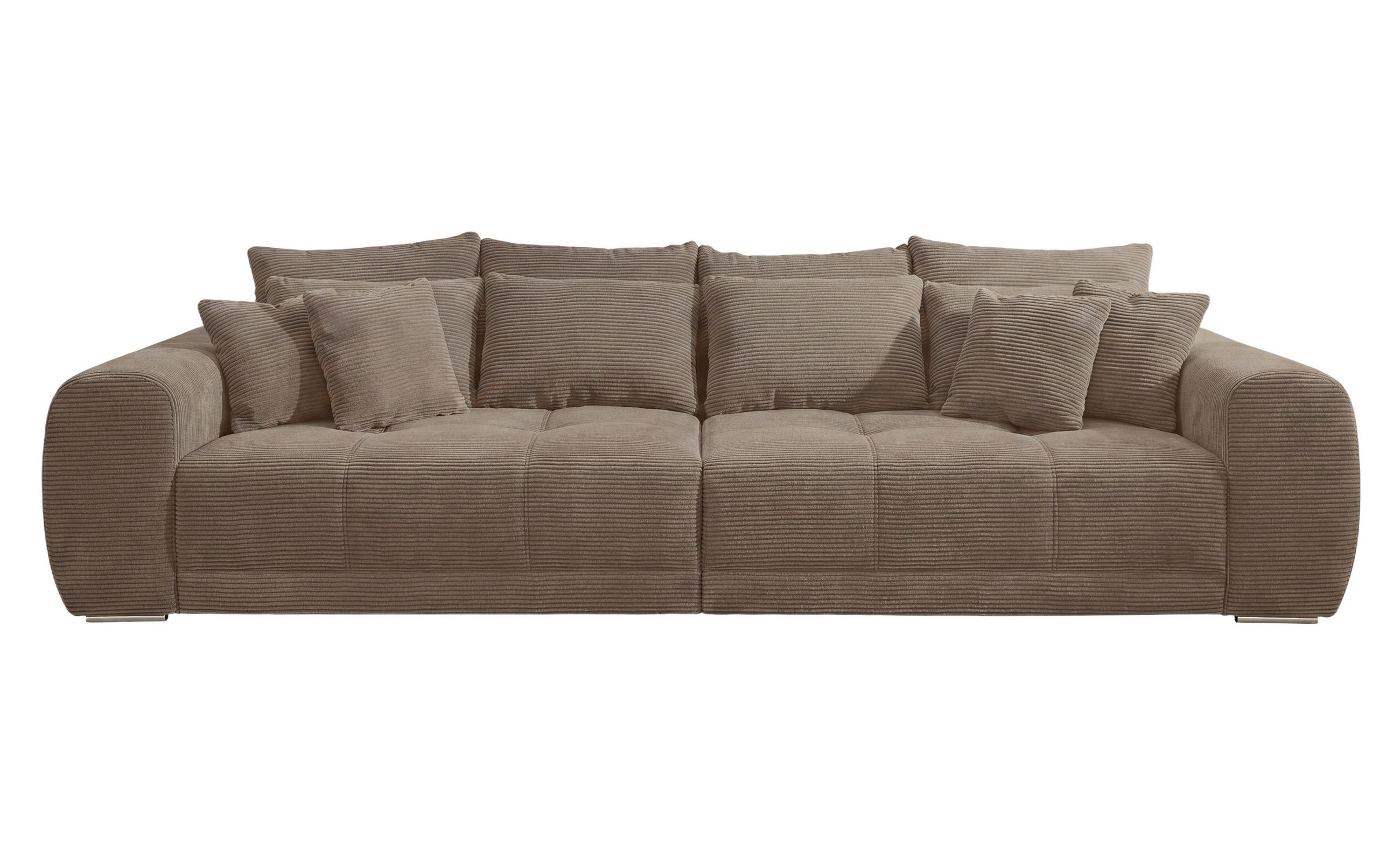 luma-home BIG-SOFA s pružinovým jádrem, Š306/H134/V86 cm, ležecká plocha 120×240 cm, manšestr hnědý taupe / 15174