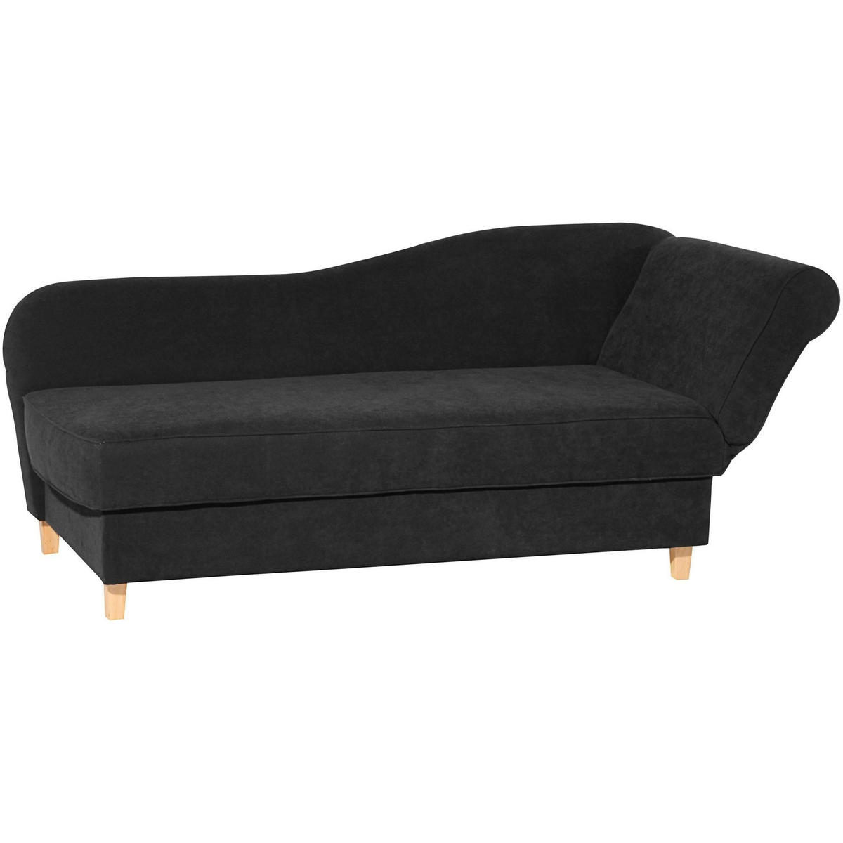 RECAMIERE mit Armteil rechts klappbar Katia Bezug Veloursstoff Buche natur / schwarz - Schwarz, Kunststoff (190/82/88cm) - 58aufmkessel