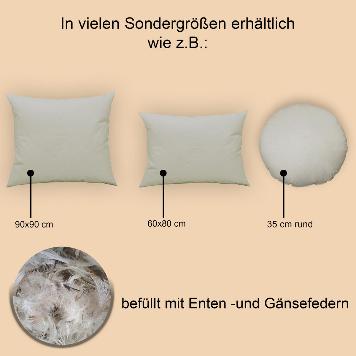 FEDERKISSEN 45/45 cm Baumwolle - Creme, Textil (45/45cm) - TiborTex