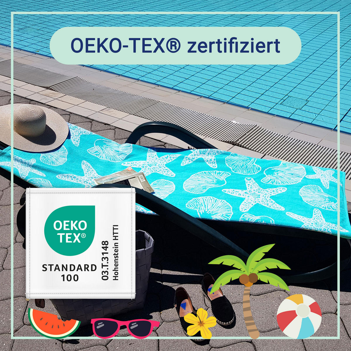 STRANDTUCH, 90x180 cm, 100% Baumwolle, Blau - Türkis, Textil (90/180cm) - Zollner