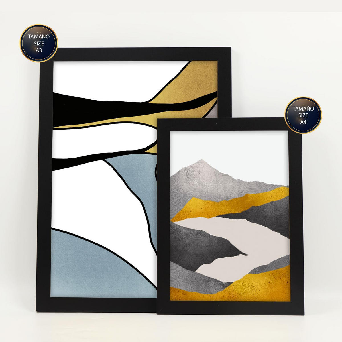POSTER Set Mit 6 Gattung Naturen 1 In Kulissen Abstracts Ästhetische Dekorative Gemälde Für Ihr Wohnzimmer Zuhause A3 & A4 Schwarzer Rahmen - Schwarz, Papier (29/3cm) - Nacnic