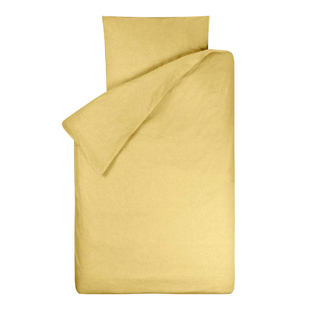 BETTWÄSCHE Bo uni senfgelb 135 x 200 - Gelb, Textil (135/200cm) - Bink