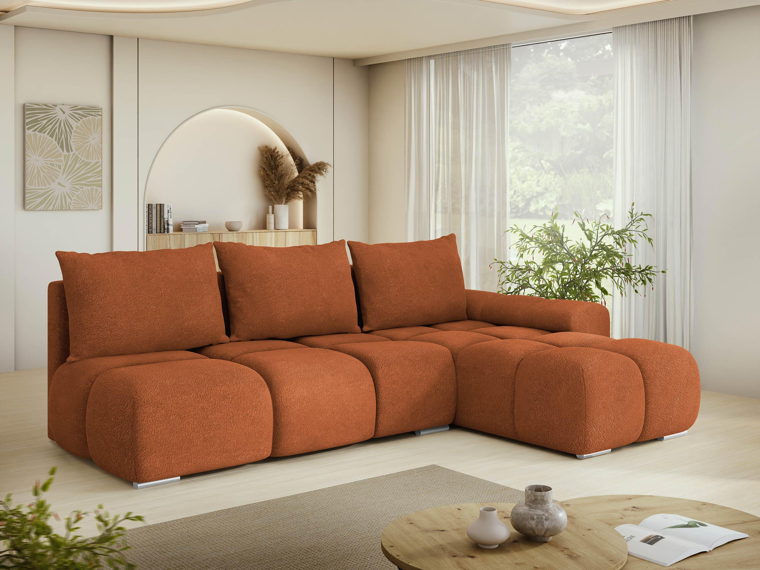 ECKSOFA Bestii, Seite: Rechts - Schwarz/Bronzefarben, Holz/Kunststoff (270/183cm) - MIRJAN24
