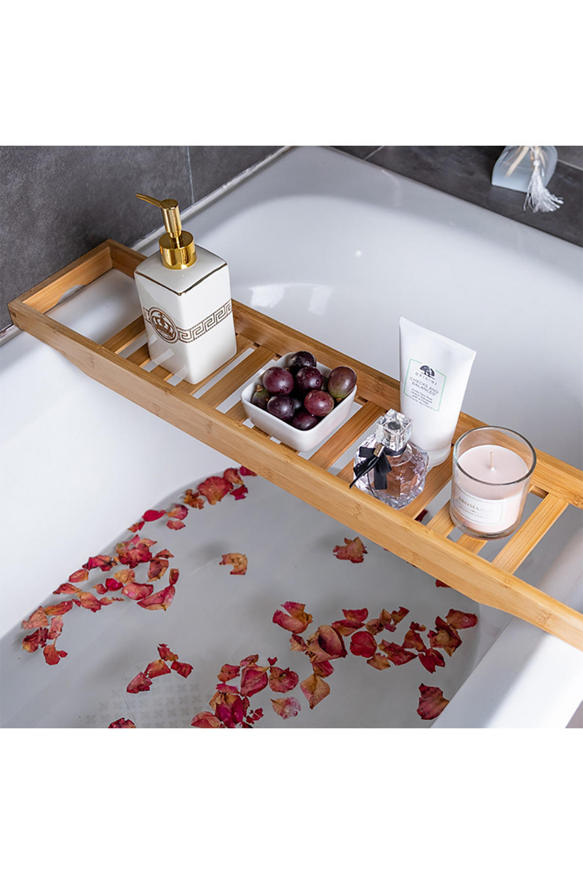 BADEWANNENABLAGE aus Bambus in natürliche Farbe Keine Montage erforderlich Ergonomisches Design 70 x 14,6 x 4,5 cm - Naturfarben, Holz (70/4.6/14.6cm) - Livingandhome