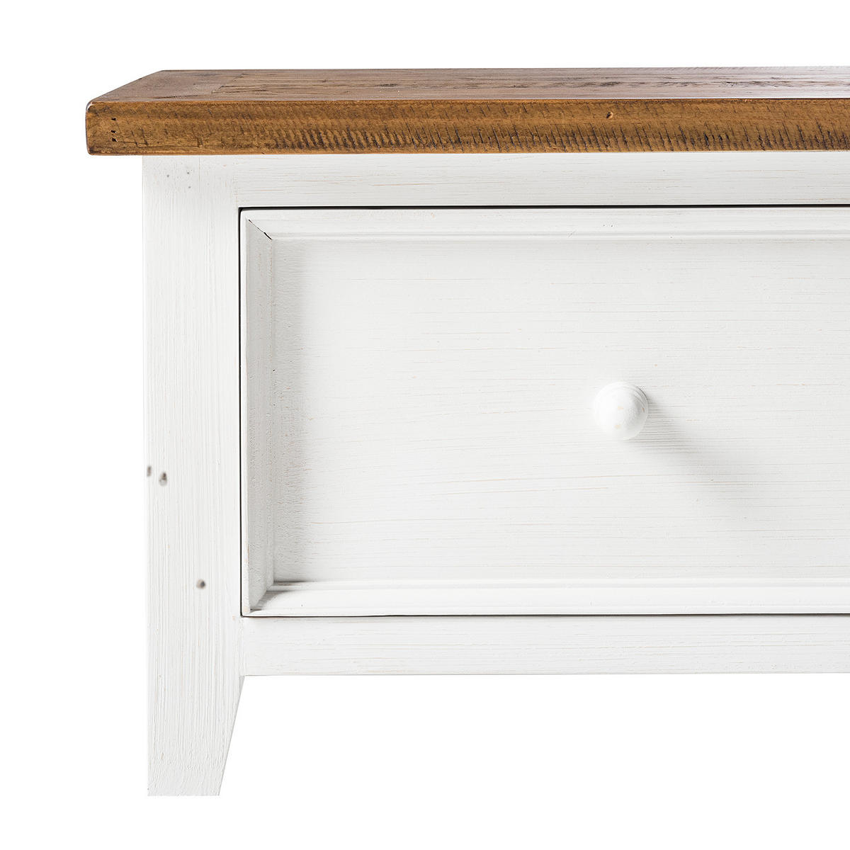 GARDEROBENBANK mit Schubladen - Kiefer massiv - Kiefer / Weiß - Weiß, Holz (120/45/40cm) - home24