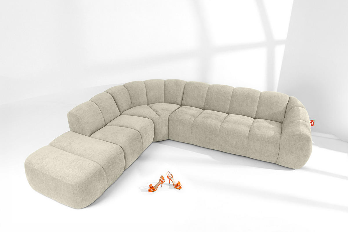 ECKSOFA LINKS FLAVA, Ecru - Ecru, Holz/Holzwerkstoff (310/274cm) - KONSIMO®