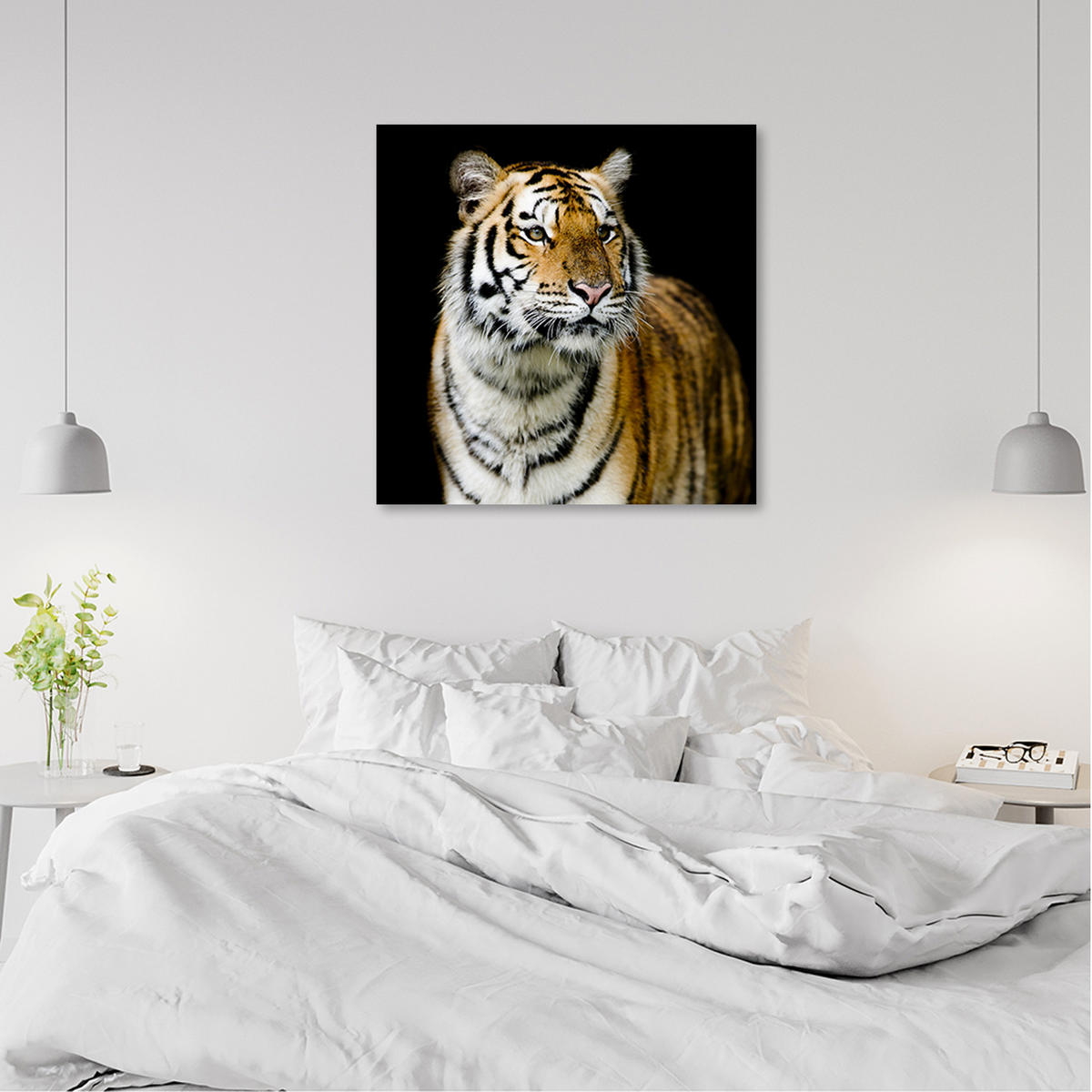 WANDBILD tiger wildtiere natur - Orange, Textil (50/50cm) - Feeby