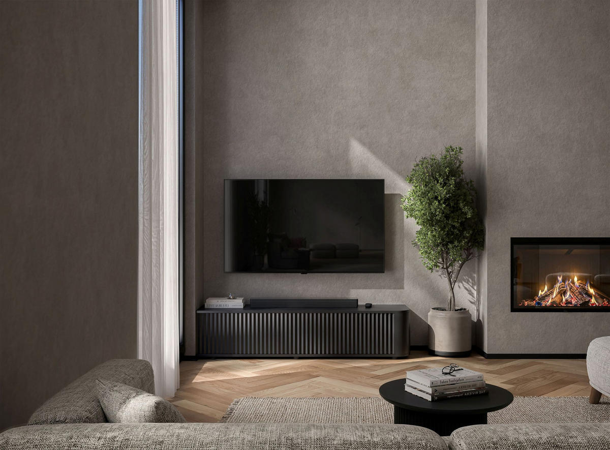 TV stolek Aurora černý matný 140 cm s nízkými nožkami - černá, kompozitní dřevo (140/31/35cm) - Meble Lindner