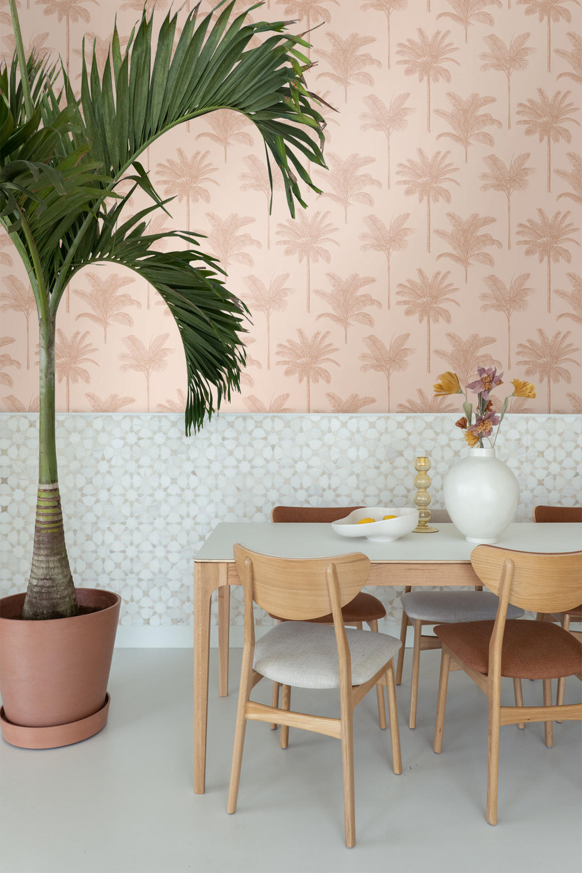 TAPETE Palmen 53 cm x 10.05 m - Pink, Papier (53/1000cm) - ESTAhome
