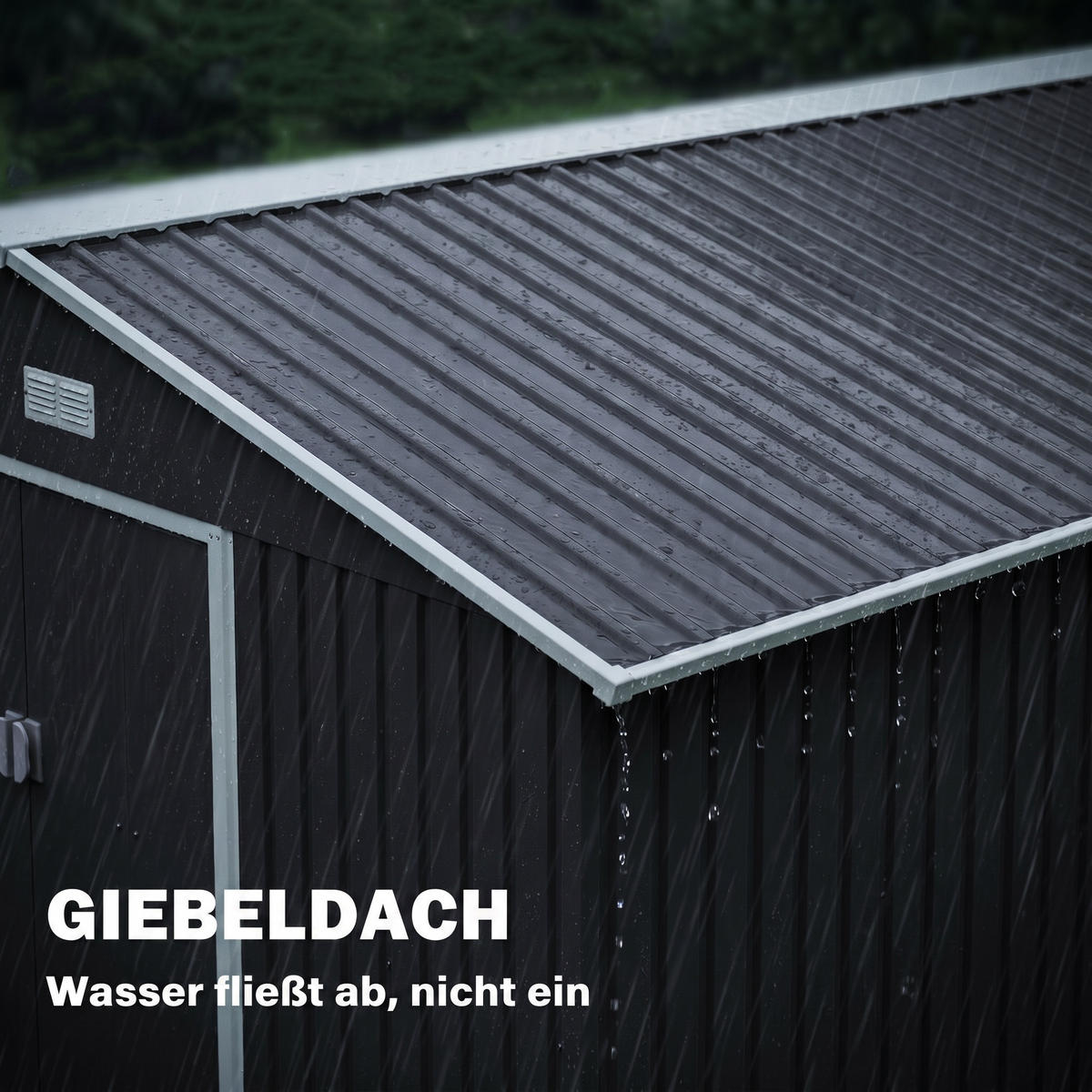 GERÄTESCHUPPEN DE-08085 mit Schiebetüren & Belüftungsfenstern Kohlegrau - Dunkelgrau, Metall (386/200/340cm) - ComfortXL
