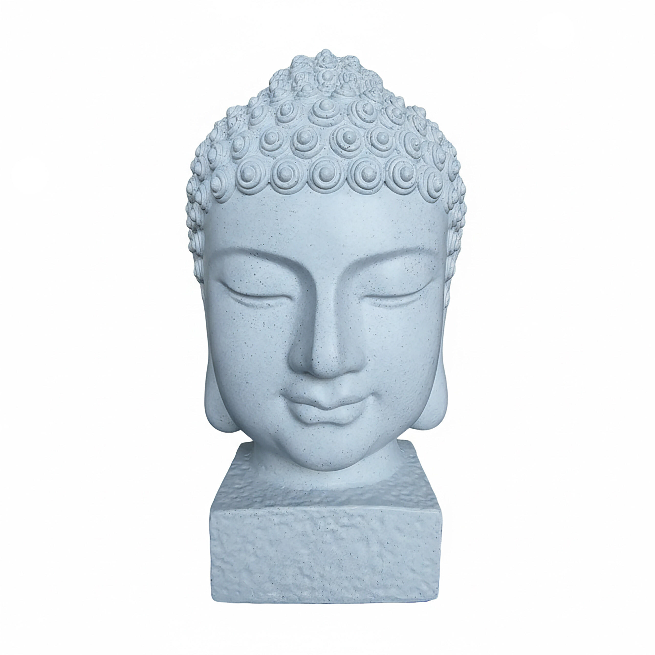 Relaxdays HLAVA BUDDHY Bílá polyresin odolná vůči povětrnosti 70 cm