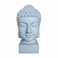 BUDDHA-KOPF - Weiß, Kunststoff (51.3/76.8/51.3cm) - Relaxdays